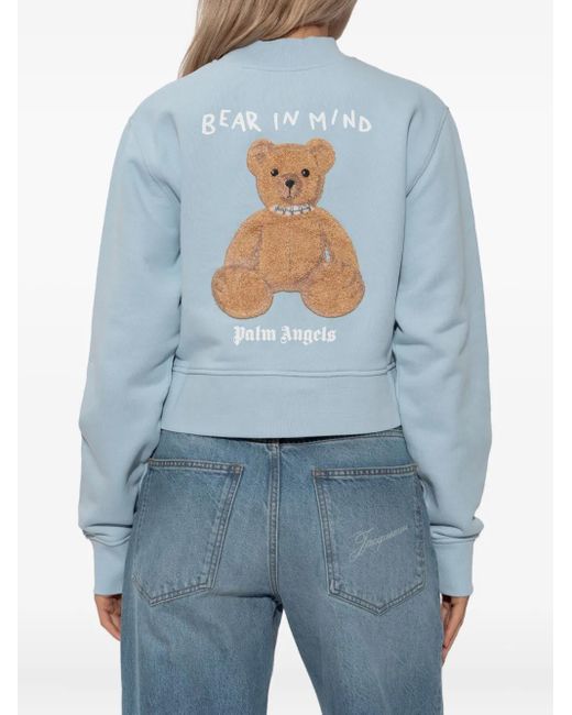 Palm Angels Blue Mock-Neck Long-Sleeve Sweatshirt