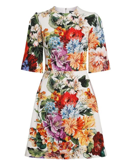 Dolce Gabbana Women's White Floral-Print Mini Dress