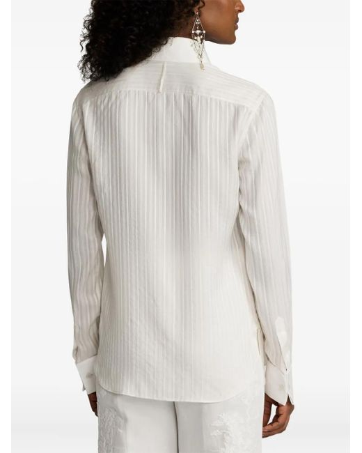 Ralph Lauren White Pinstripe Button-Up Shirt