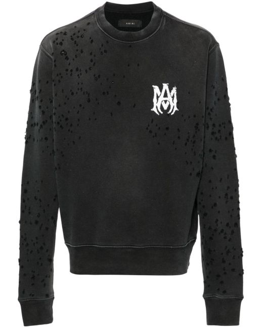Amiri Black Shotgun Distressed Sweatshirt for men