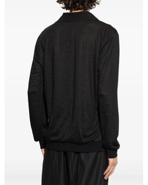 Giorgio Armani Black Linen Polo, for men
