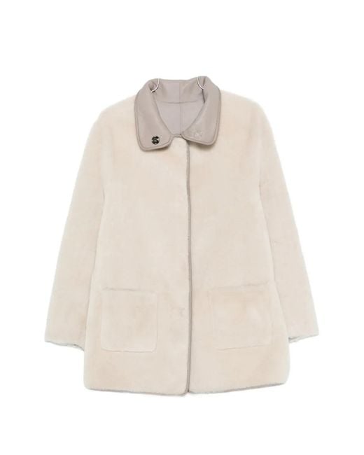 Simonetta Ravizza White Reversible Shearling Coat