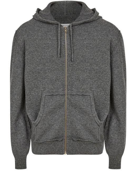Maison Margiela Gray Brushed Zipped Hoodie for men