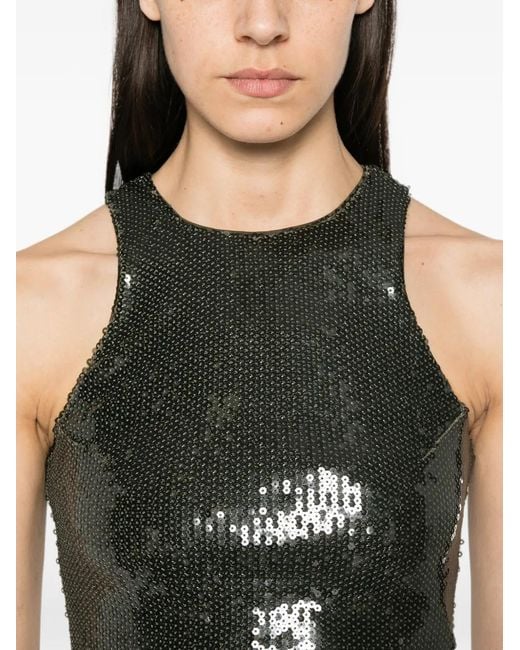 Patrizia Pepe Black Sequin-Embellished Tank Top