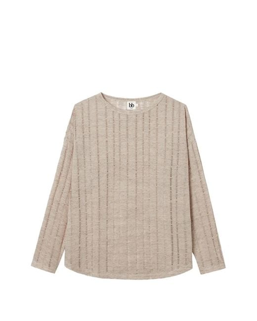 B+ AB Natural Distressed-Knit Sweater
