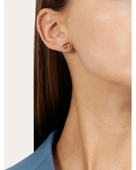 Ferragamo Metallic Gancini Stud Earrings