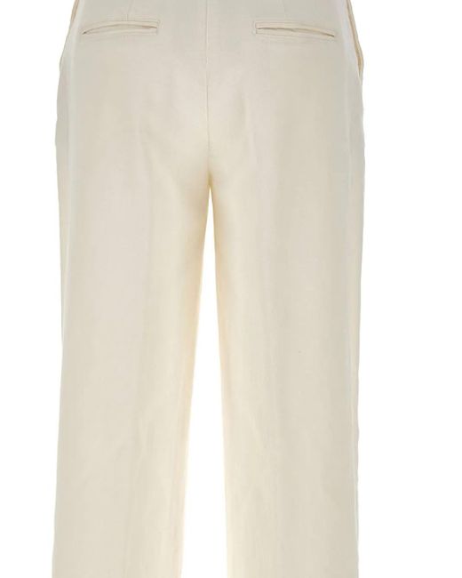 Eleventy White Pleated Trousers