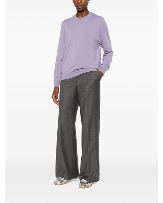 Allude Gray Crew-Neck Long-Sleeve Sweater