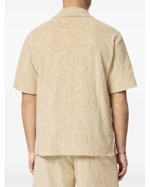 Versace Natural Barocco Jacquard Towel-stitch Shirt for men