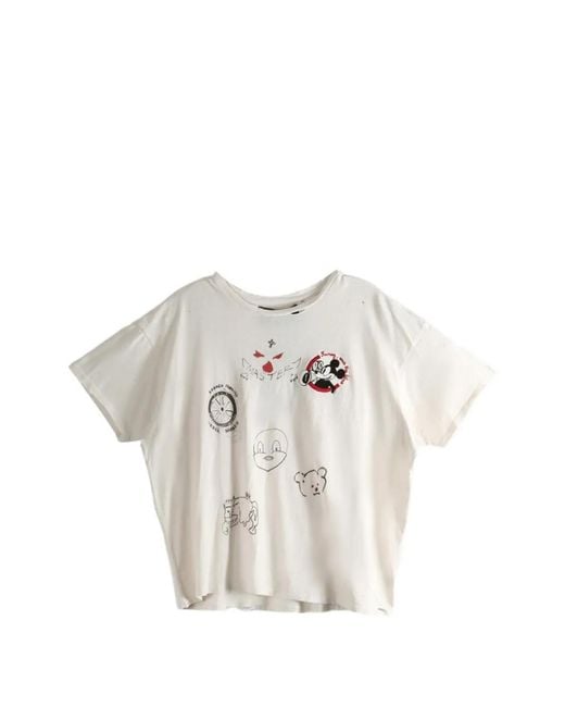 PALY White Graphic-Print Distressed T-Shirt