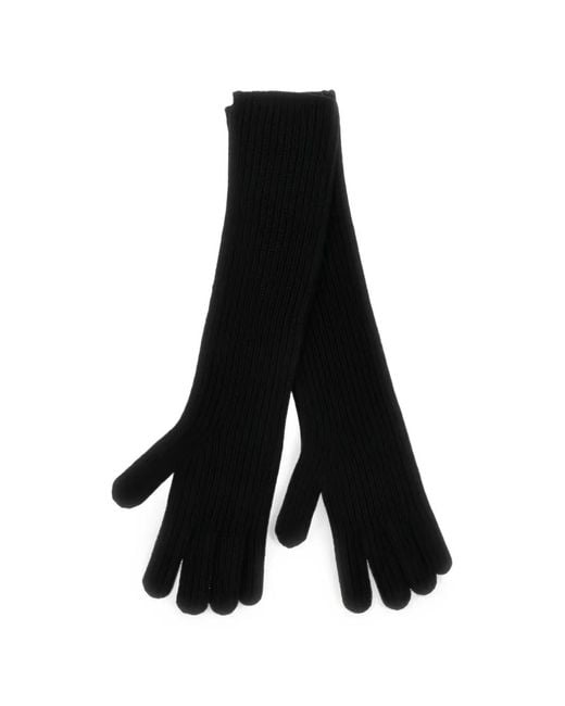 Weekend by Maxmara Black Ribbed-Knit Long Gloves