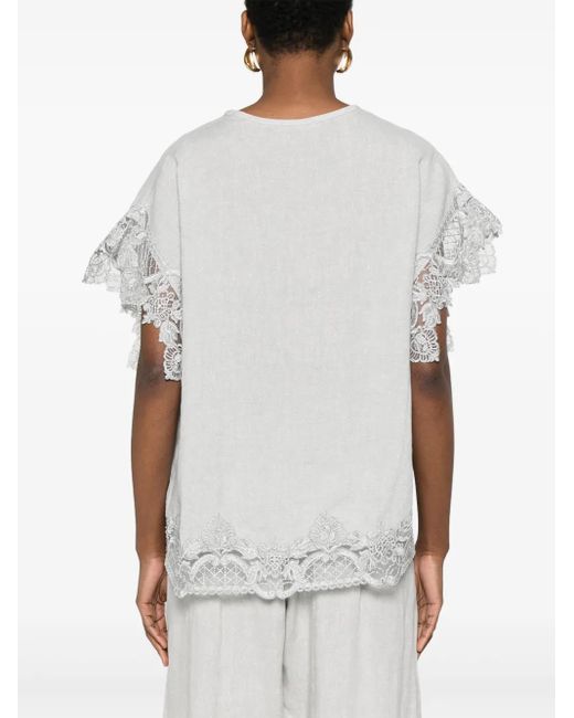 Maurizio Mykonos Lamé T-Shirt in het White