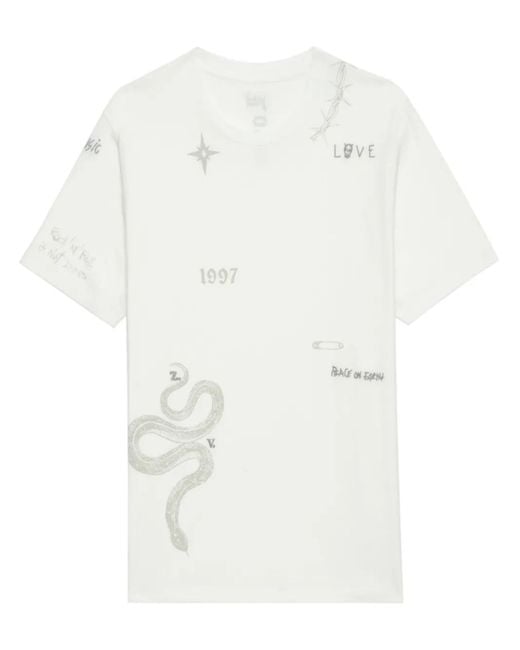 Zadig & Voltaire White Graphic-Print T-Shirt for men