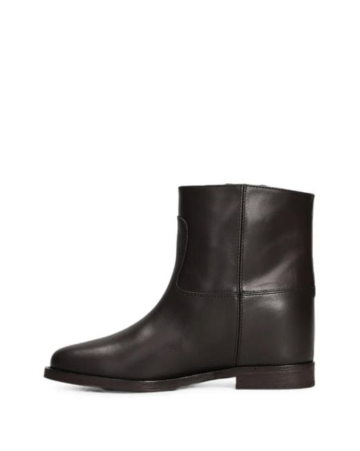 Via Roma 15 Black V-Plaque Inner-Wedge Heel Ankle Boots