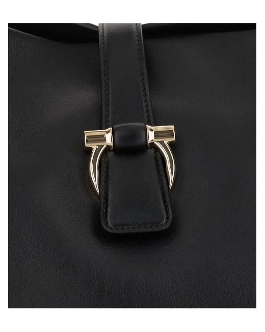 Bolso de hombro con broche Gancini Ferragamo de color Black