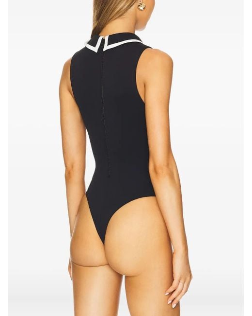 Alice + Olivia Blue Ärmelloser Body mit Kragen