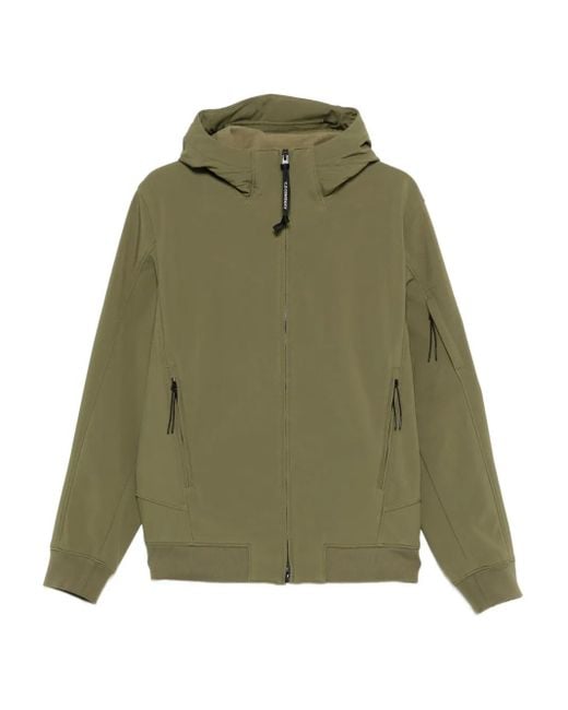 C P Company Green Hooded Zip-Front Jacket for men