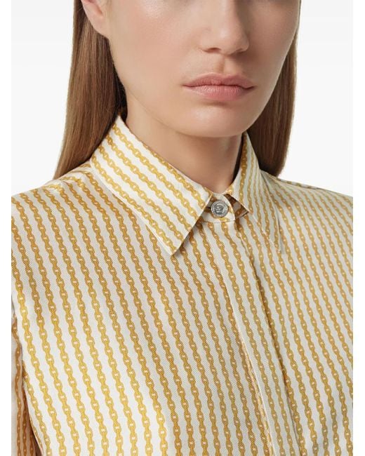 Versace Natural Pinstripe Chain Silk Shirt
