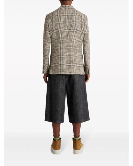 Etro Green Checked Houndstooth Blazer for men