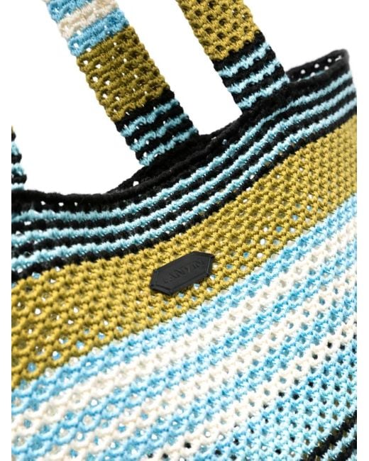 Borsa Tote A Righe di Lanvin in Blue