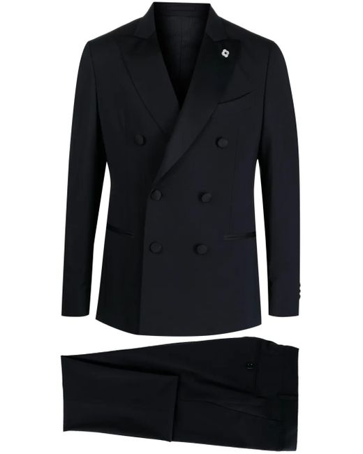 Lardini Blue Double-Breasted Wool Suit for men