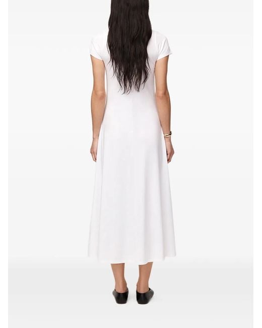 Another Tomorrow White A-Line Fitted Midi Dress