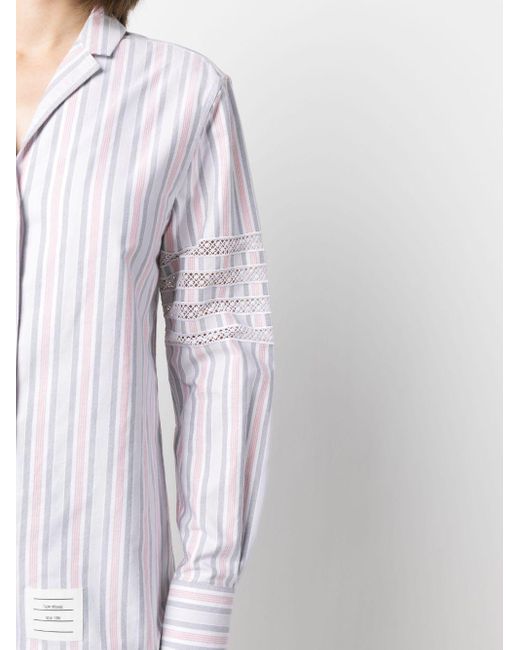 Camicia a maniche lunghe con dettaglio a 4 righe di Thom Browne in White
