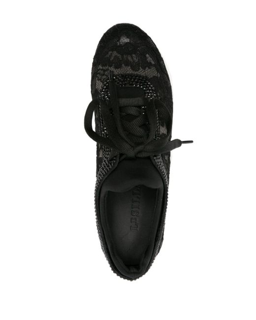Le Silla Black Reiko Wave Floral-lace Sneakers