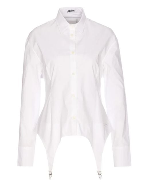 Jean Paul Gaultier White Jaretekkes Hemd mit Logo-Schild