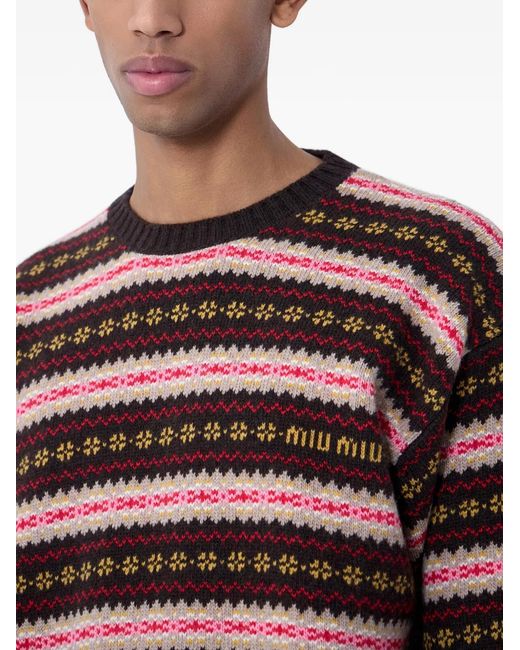 Miu Miu Pullover mit Fairislemuster in Red für Herren