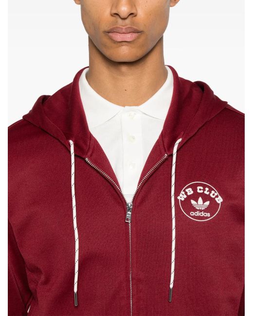 X Wales Bonner Felpa Con Cappuccio E Zip di Adidas in Red da Uomo