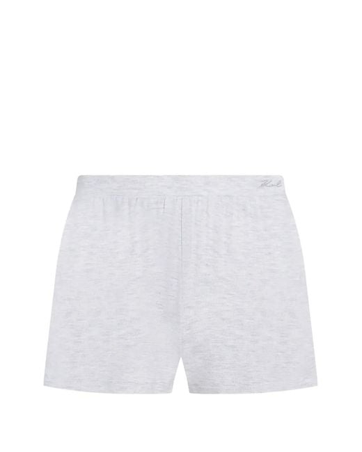 Karl Lagerfeld White Logo-Embroidered Lounge Shorts