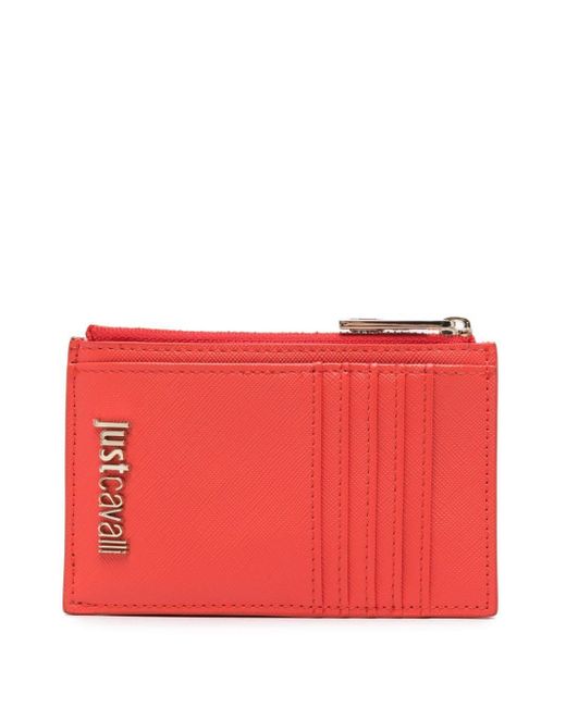 Just Cavalli Red Logo-lettering Zip-up Wallet