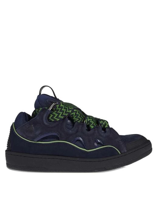 Lanvin Blue Lace-Up Leather Sneakers for men