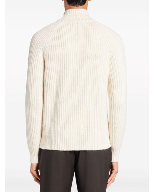 Tom Ford White Ribbed Knitted Jumper for men