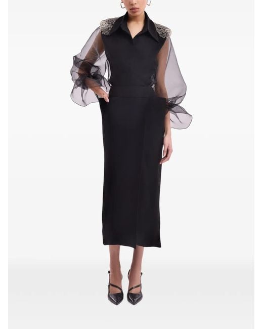 Gemy Maalouf Black High-Waisted Wrap-Style Skirt