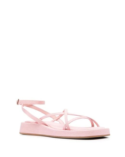 Gia Borghini Pink Multi-Way Strap Flatform Sandals