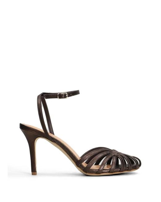 The Seller White Metallic-Effect Cage Sandals