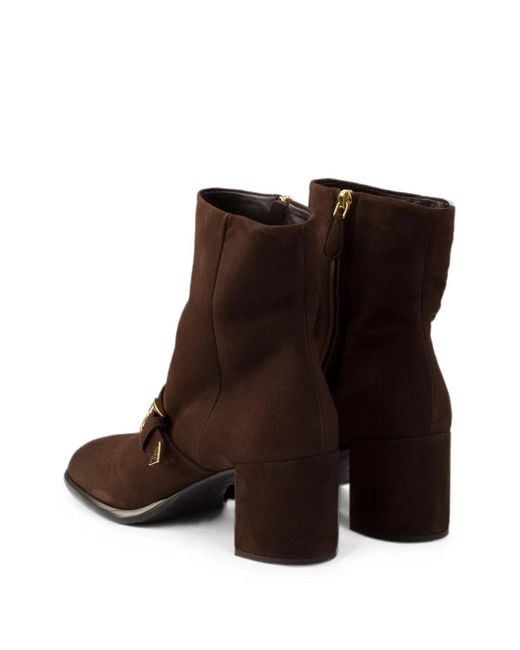 Prada Brown Ankle Suede Boots