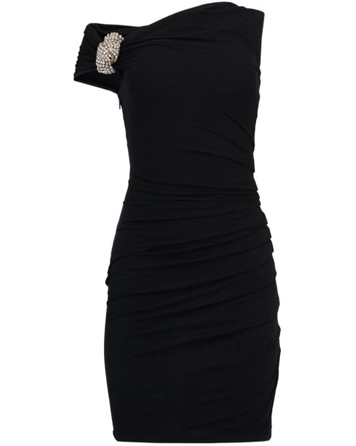 Alexander McQueen Black Crystal-embellished Asymmetric Minidress