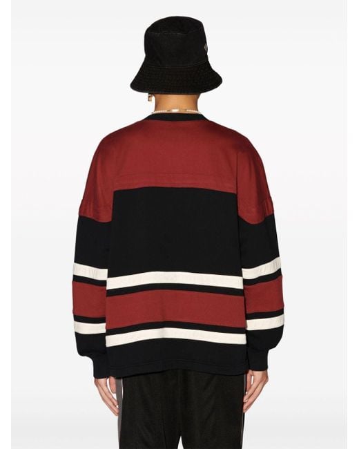 Ambush Red Hockey Striped Organic-cotton Sweatshirt for men