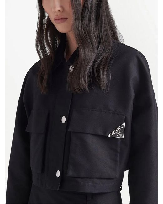 Prada Black Triangle-Logo Blouson Jacket