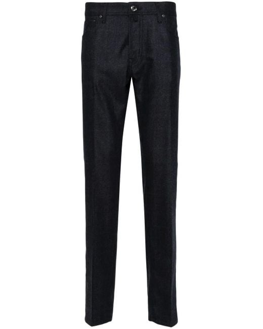 Jacob Cohen Blue Prince Of Wales Check Trousers for men