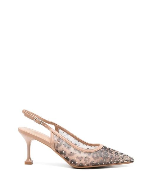 Exe' Pink Leopard-Print Crystal-Embellished Pumps