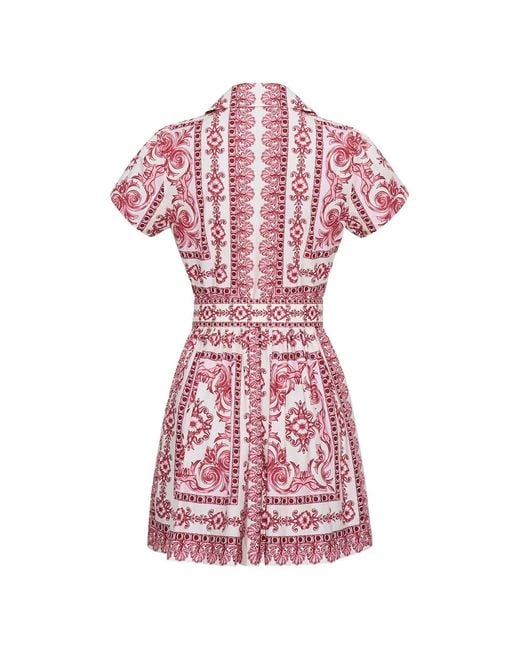 Cara Cara Pink Noela Scarf-Print Cotton Mini Dress