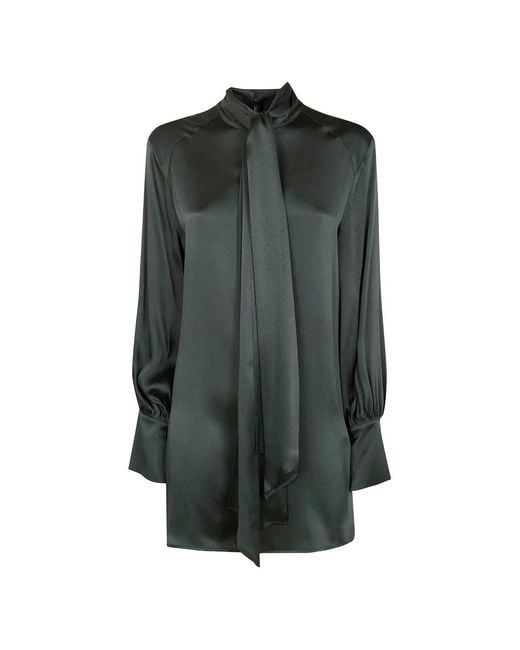 Semicouture Green Manuela Tie-Neck Mini Dress