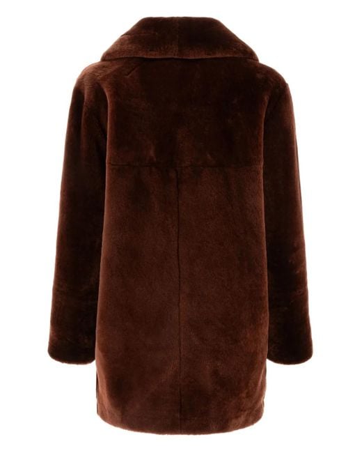 B&W Brown Button-Fastening Collar Coat
