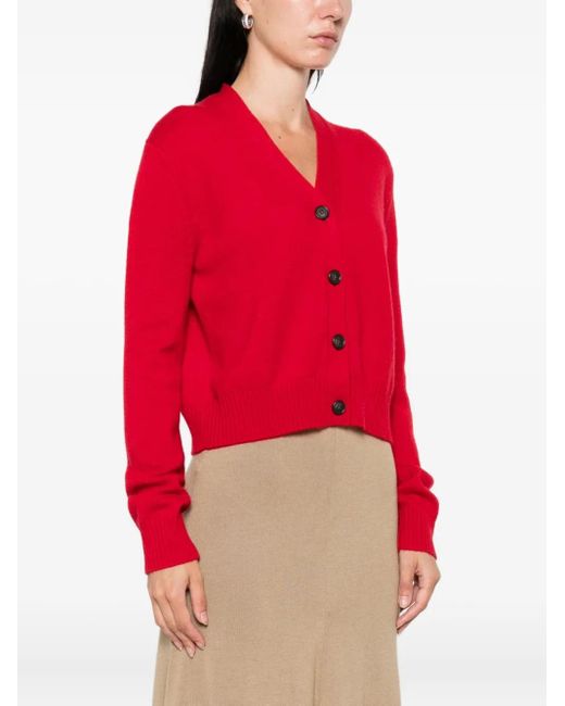 Lisa Yang Red Marion Button-Front Cashmere Cardigan