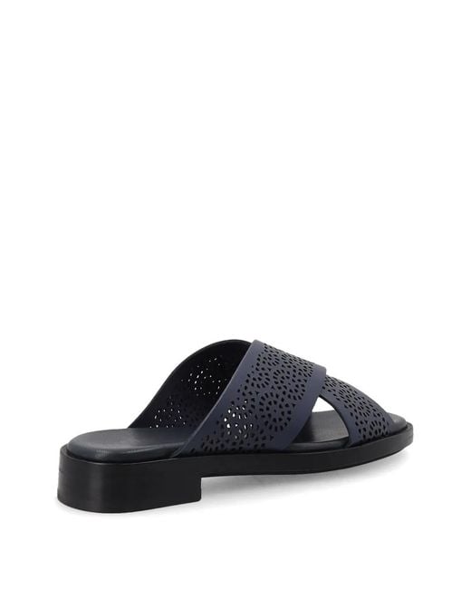 Frau Blue Perforated Crossover Sandals