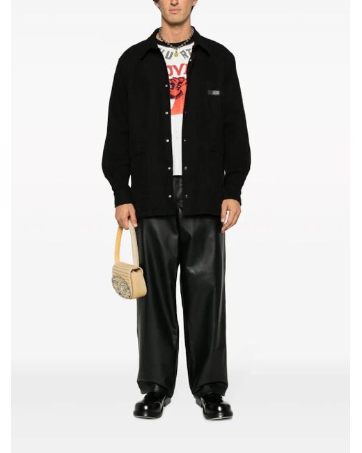 Gcds Black Logo-Patch Cotton Shirt for men